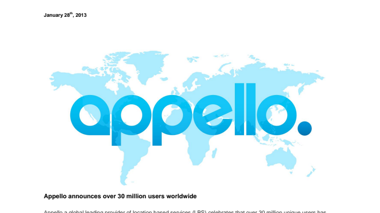 Appello announces over 30 million users worldwide
