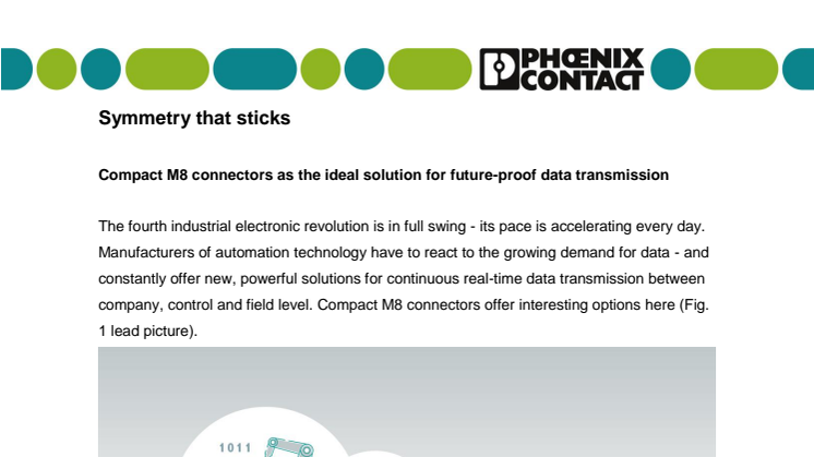 Compact M8 connectors as the ideal solution for future-proof data transmission 
