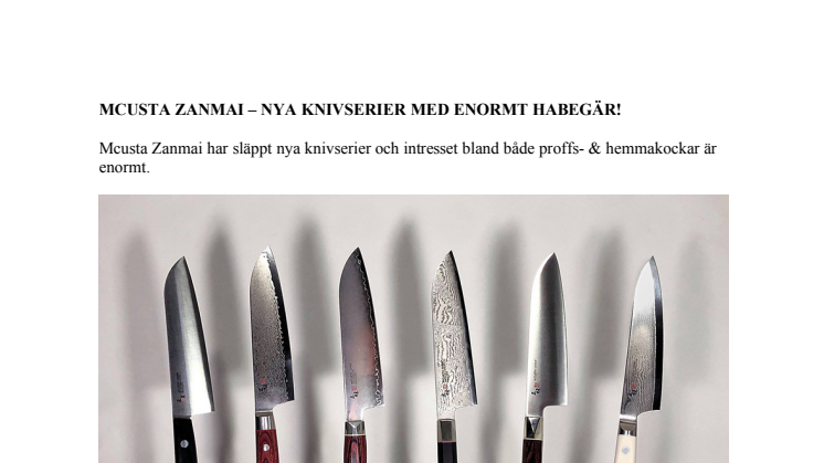 Zanmai – Nya knivar med enormt habegär!