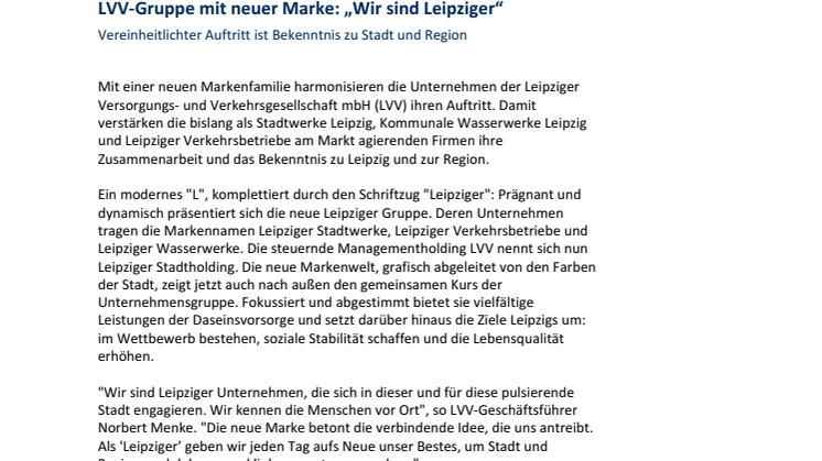 Pressemitteilung LVV-Gruppe - Wir sind Leipziger