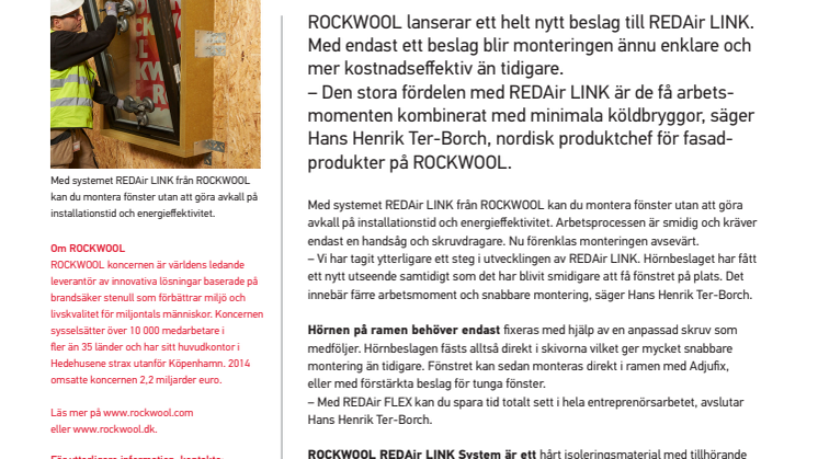 ROCKWOOL REDAir LINK – nu ännu enklare att montera fönster