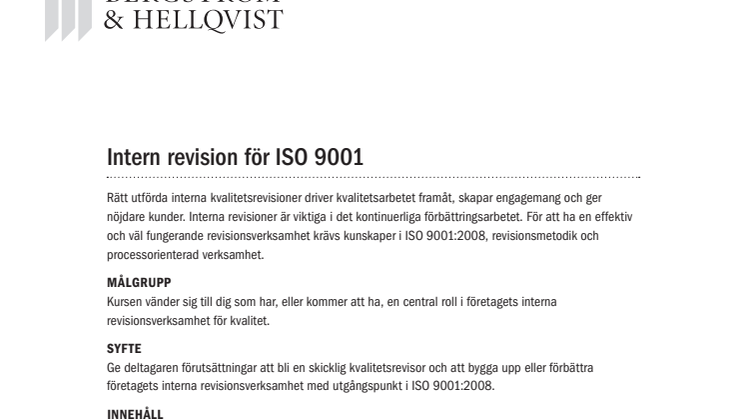 Intern revision för ISO 9001