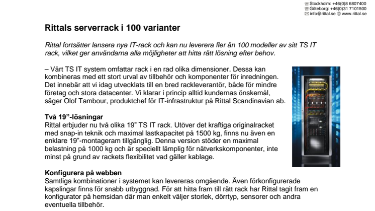 Rittals serverrack i 100 varianter