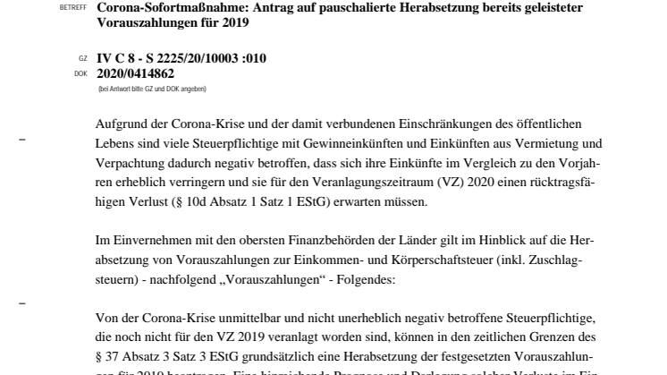 BMF Schreiben vom 24.04.2020