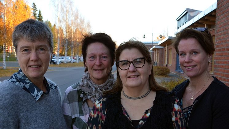 Åsa Engström, professor i omvårdnad och projektledare för strategiska satsningsområdet Hälsa, Maria Jansson, projektledare Innovation och ehälsa, Irene Vikman, forskare i fysioterapi och Stina Rutberg, forskare i fysioterapi.