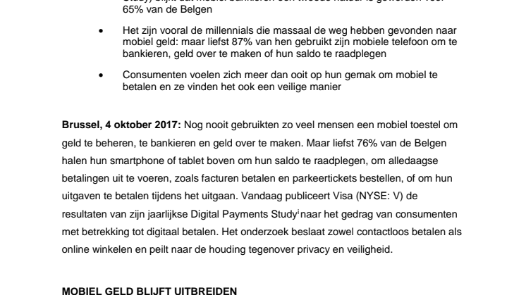 Mobiel geld zit in de lift in België - 76% van de Belgen gebruikt zijn smartphone om te bankieren en te betalen