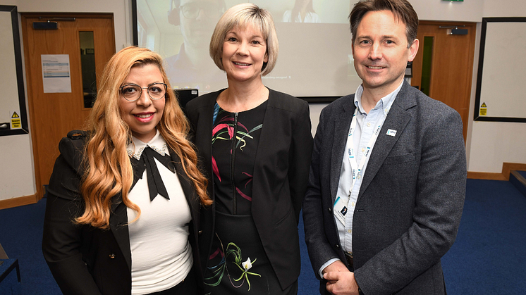 l-r PhD researcher Stephanie Haddad, Professor Monika Foster and Mark Philpott, CEO of NPH Group