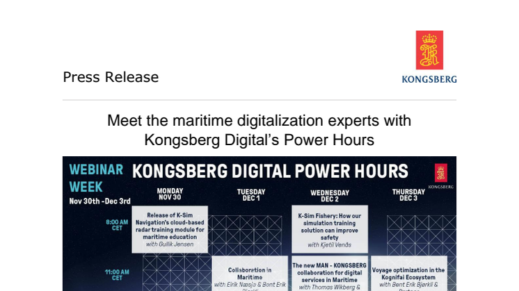 Meet the maritime digitalization experts with Kongsberg Digital’s Power Hours