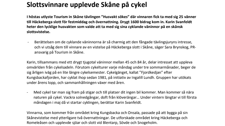 Slottsvinnare upplevde Skåne på cykel