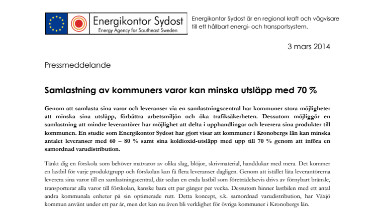 Samlastning av kommuners varor kan minska utsläpp med 70 %