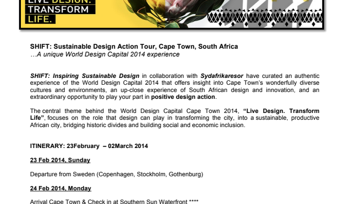 Upplev Kapstaden Designhuvudstad 2014