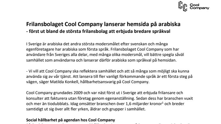 Nyhetstips - Frilansbolaget Cool Company lanserar hemsida på arabiska.pdf