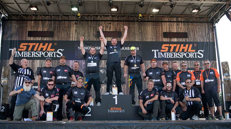 Prispallen under de nordiska mästerskapen i Roskilde 2018. Foto: STIHL Timbersports.