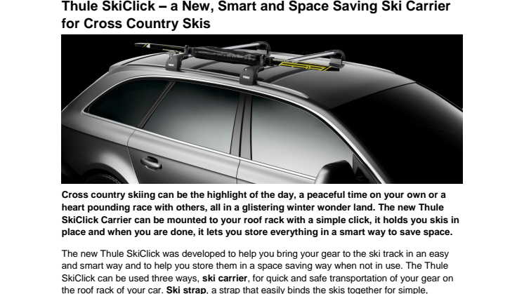 Thule SkiClick – a New, Smart and Space Saving Ski Carrier  for Cross Country Skis 