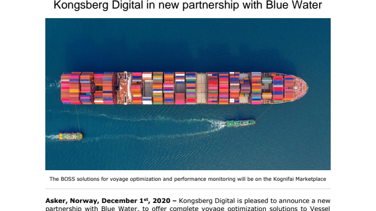 Kongsberg Digital in new partnership with Blue Water