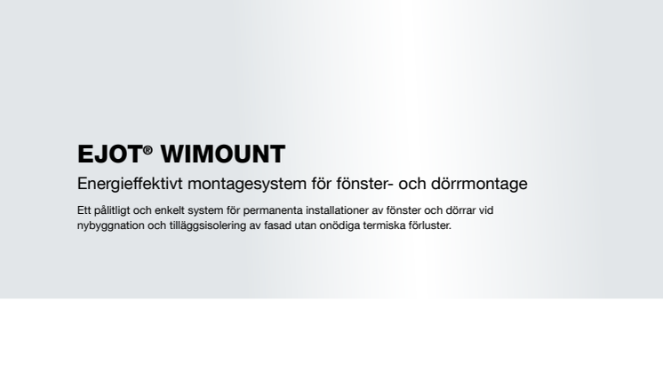 WIMOUNT - Energieffektivt montagesystem för fönster- och dörrmontage