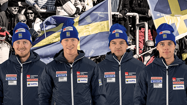 Erik Mobärg, David Mobärg, Elliott Baralo och Fredrik Nilsson är på plats i Bakuriani. Foto: Ski Team Sweden Alpine