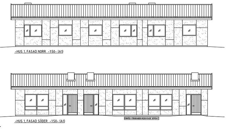 Fasadritning nybyggnation lägenheter Bredaryd.