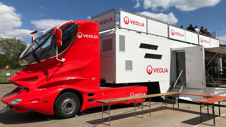 Der Veolia-Arbeitssicherheitstruck vor Ort