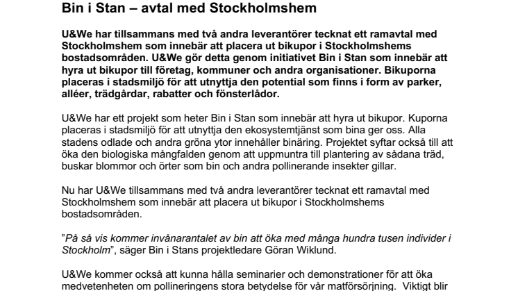 Bin i Stan – avtal med Stockholmshem