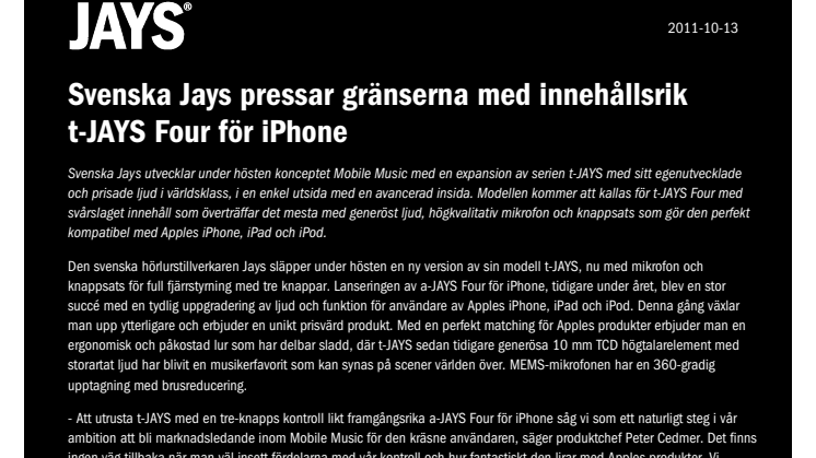 Svenska Jays pressar gränserna med innehållsrik t-JAYS Four för iPhone