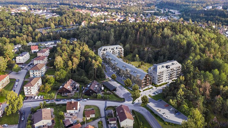 Vy över Lunden - ett projekt i Bergsäter med bostäder och förskola