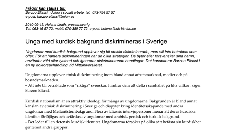 Unga med kurdisk bakgrund diskrimineras i Sverige