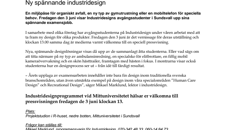 Ny spännande industridesign