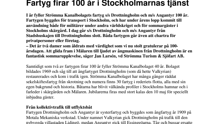 Fartyg firar 100 år i Stockholmarnas tjänst