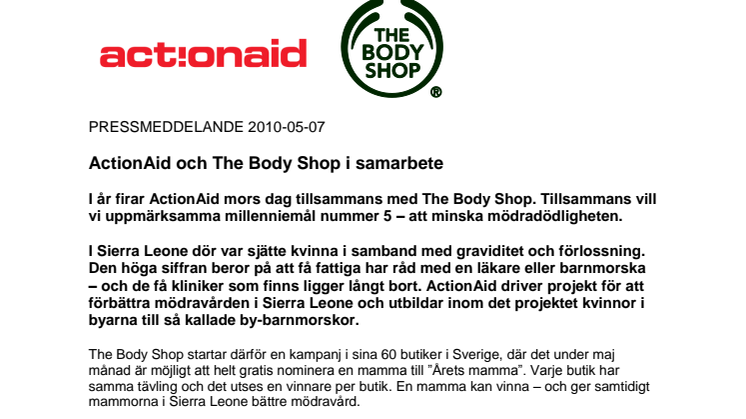 ActionAid och The Body Shop i samarbete
