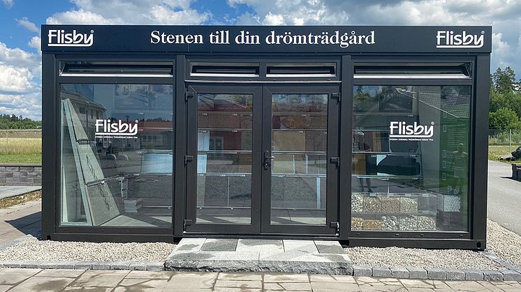 Container med prover på marksten och dekorsten 