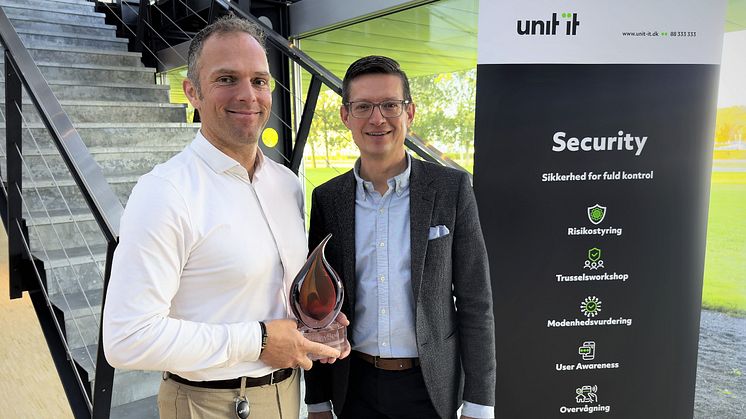 Fra venstre: Thomas N. B. Vestergaard, Chief Technology Innovation Officer (CTIO), UNIT Director - Mark Frihagen, CEO, Unit IT. Foto: Unit IT/PR.