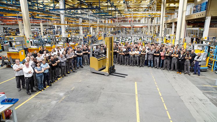 Jungheinrichs fabrik i Norderstedt firar 50 års produktion med att tillverka sin miljonte truck.