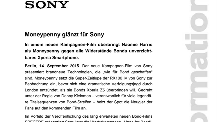 Moneypenny glänzt für Sony