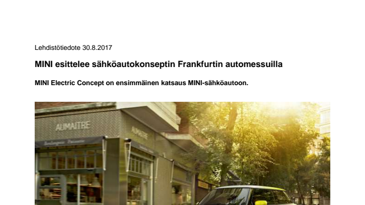 MINI esittelee sähköautokonseptin Frankfurtin automessuilla