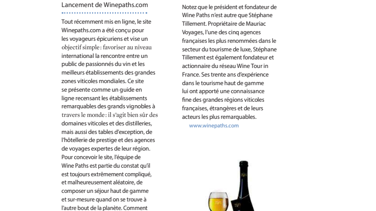 [FR] Plaisirs: Gastronomie & Voyages talks about WinePaths