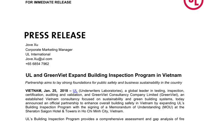 UL and GreenViet Expand Building Inspection Program in Vietnam