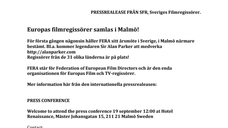 Europas filmregissörer samlas i Malmö!