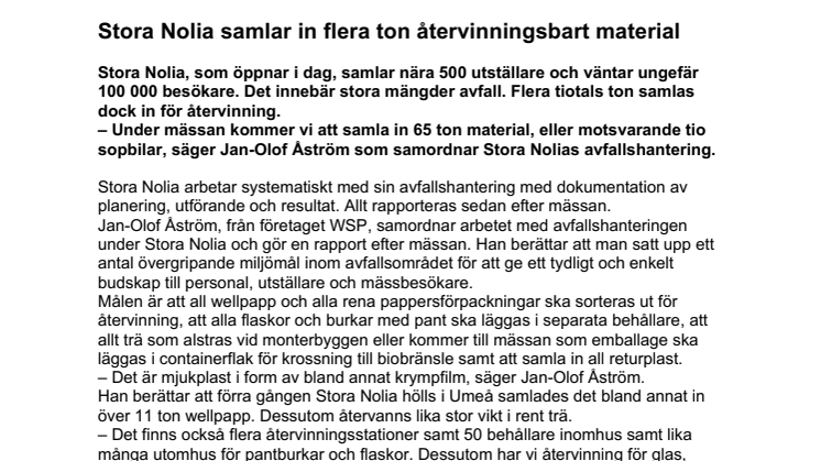 Stora Nolia samlar in flera ton återvinningsbart material