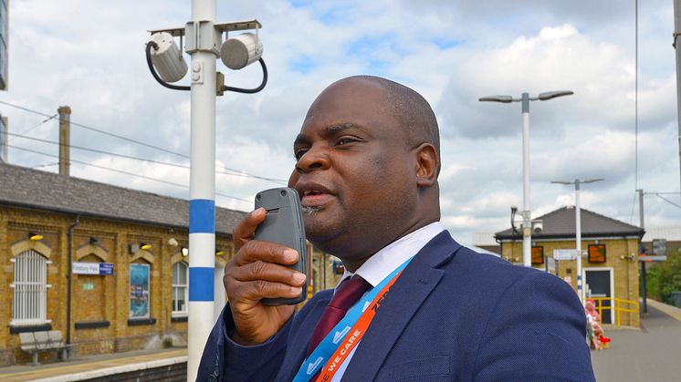 Loud and clear: Finsbury Park station manager Ade Akinniyi will soon be keeping customers informed with a new improved PA system
