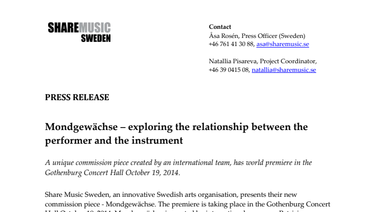 Mondgewächse – exploring the relationship between the performer and the instrument