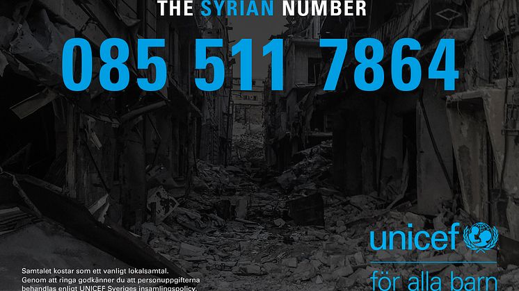 Nu släpper UNICEF The Syrian Number, med anledning av att det är sex år sedan kriget startade. Ring 085 511 7864 och bli kopplad till en familj i Syrien.