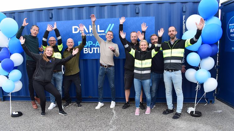 Lokal byggcontainer för bättre bygglogistik med Dahl division va i byggområdet Njurunda