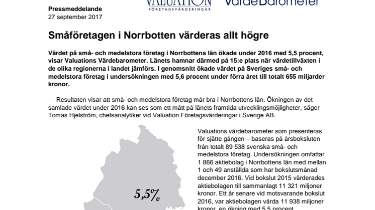  Värdebarometern 2017 Norrbottens län