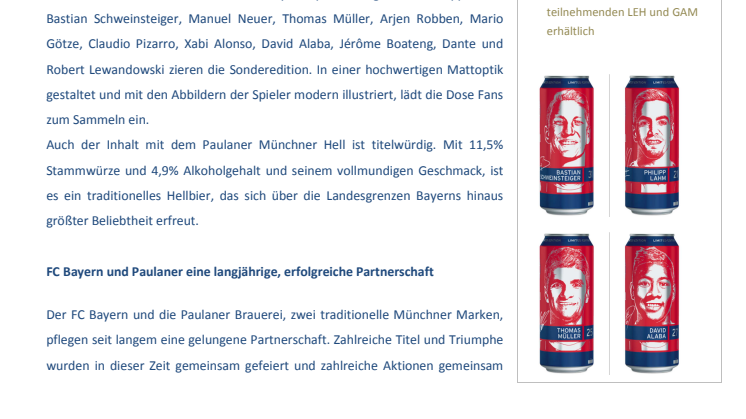 Exklusiv: Paulaner Münchner Hell in der FC Bayern Edition