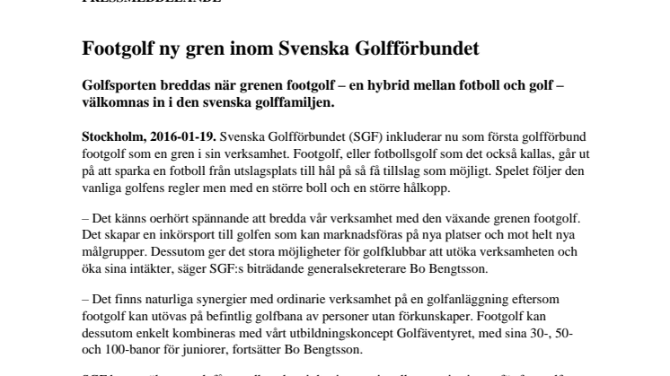 Footgolf ny gren inom Svenska Golfförbundet