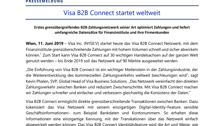 Visa B2B Connect startet weltweit