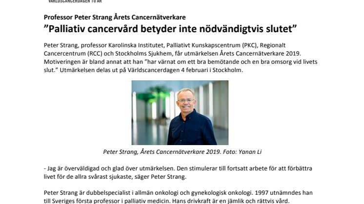 Professor Peter Strang Årets Cancernätverkare