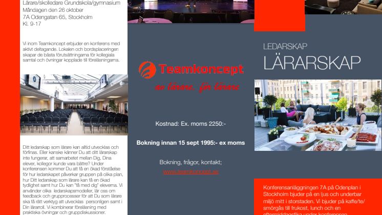 Konferens Lärarskap/ledarskap i Stockholm 26 okt.
