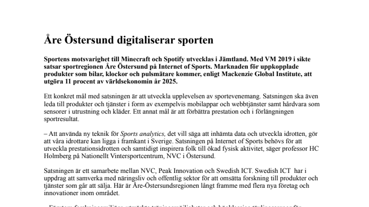 ​Åre-Östersund digitaliserar sporten